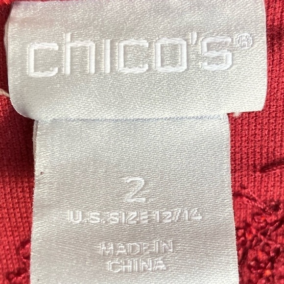 Chico's Red Velveteen Western Jacket Embroidered Sequins Women’s 12-14 Chico 2 - Picture 10 of 11